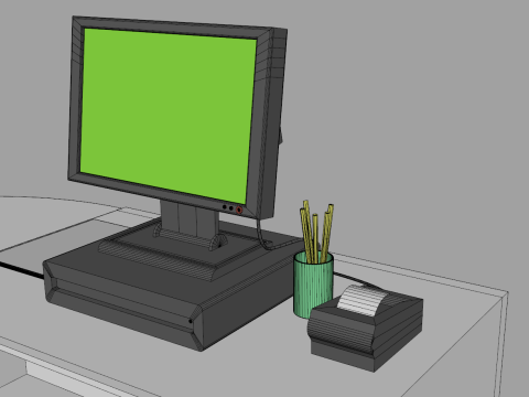 Super Market Cashier Counter 3Dモデル