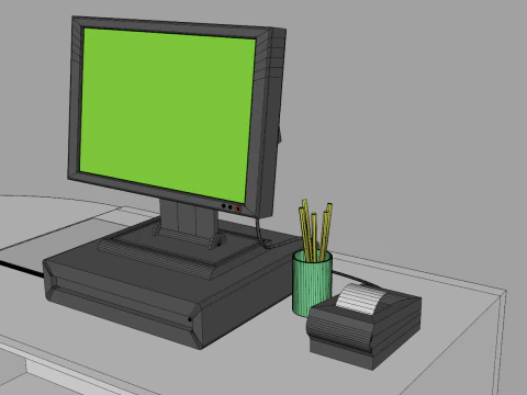 Super Market Cashier Counter 3D Model