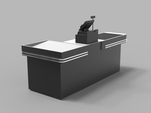 Supermarket Checkout Counter Cashier 3D Model