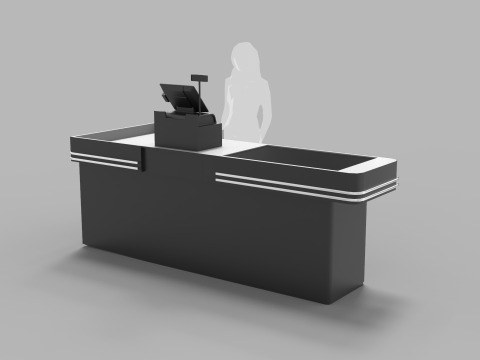 Supermarket Checkout Counter Cashier 3D Model