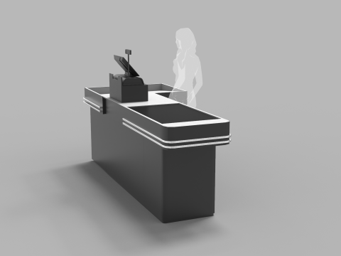 Supermarket Checkout Counter Cashier 3D Model