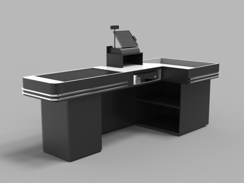 Supermarket Checkout Counter Cashier 3D Model