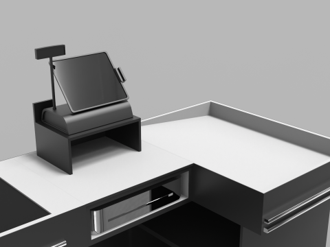 Supermarket Checkout Counter Cashier 3D Model
