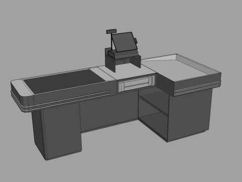 Supermarket Checkout Counter Cashier 3D Model