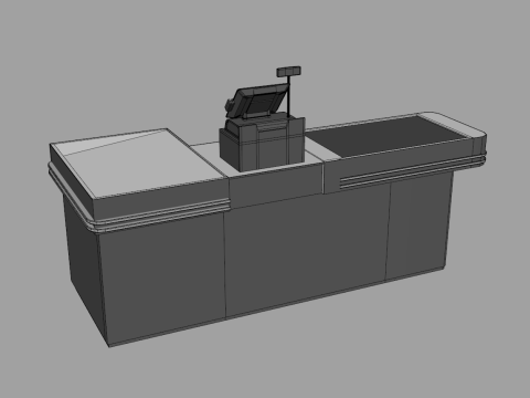 Supermarket Checkout Counter Cashier 3D Model