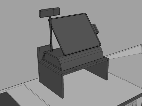 Supermarket Checkout Counter Cashier 3D Model