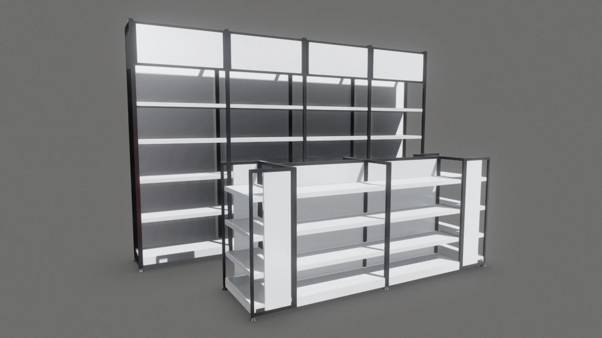 Supermarket Gondola Rack 3D Model .c4d .max .obj .3ds .fbx .stl .blend