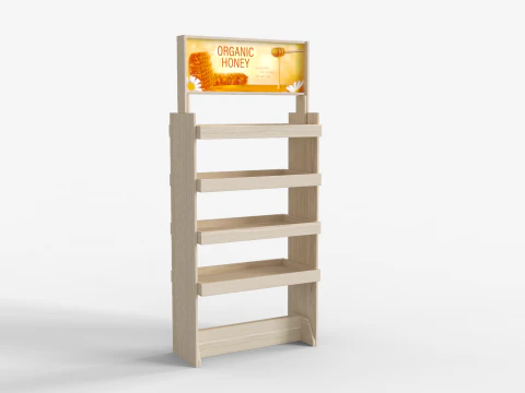 スーパーマーケットの木製ディスプレイ 3Dモデル