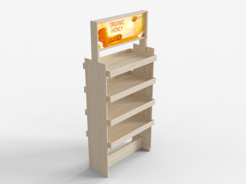 Supermarket Wooden Display 3D मॉडल