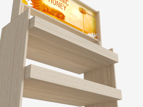 Supermarket Wooden Display 3D मॉडल