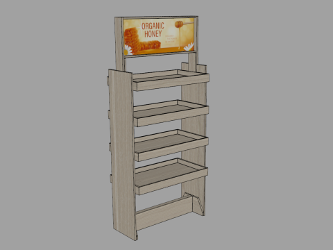 Supermarket Wooden Display 3D मॉडल