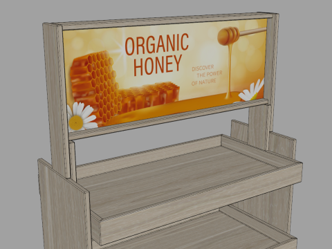 Supermarket Wooden Display 3D मॉडल