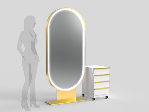 Tall Rounded Salon Mirror 3D Model