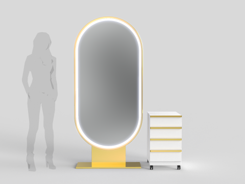 Tall Rounded Salon Mirror 3D 모델