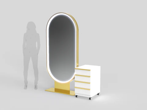Tall Rounded Salon Mirror 3D Model