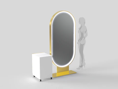 Tall Rounded Salon Mirror 3D Model