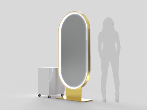 Tall Rounded Salon Mirror 3D 모델