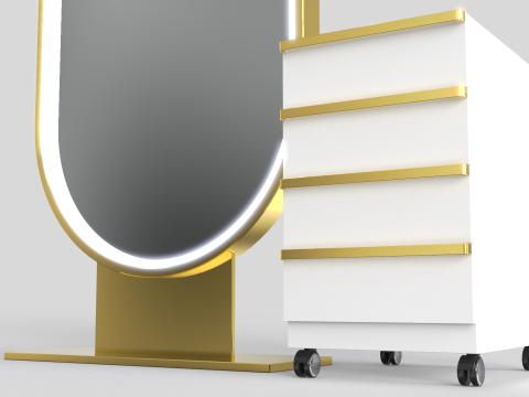 Tall Rounded Salon Mirror 3D 모델