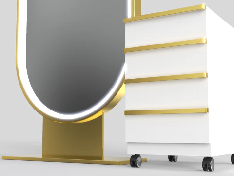 Tall Rounded Salon Mirror 3D Model