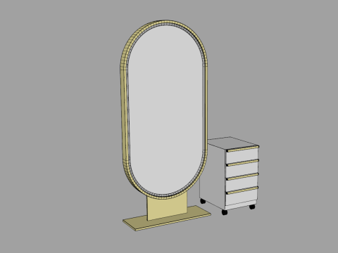 Tall Rounded Salon Mirror 3D 모델