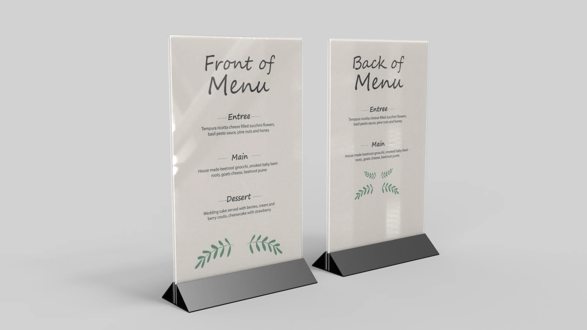 Tent Card Menu 3D Model .c4d .max .obj .3ds .fbx .stl .blend 