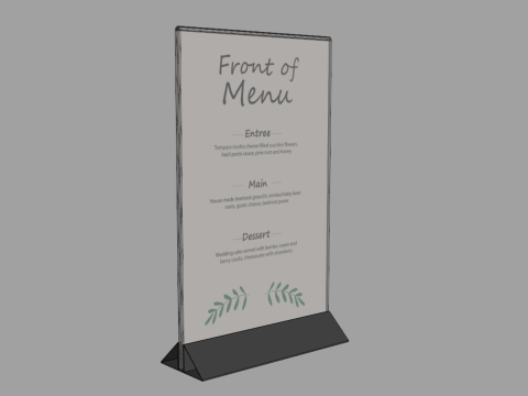 Tent Card Menu Model 3D