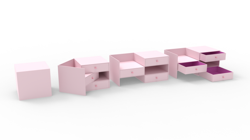 Three Drawers Gift Box 3D 模型 .c4d .max .obj .3ds .fbx .stl .blend