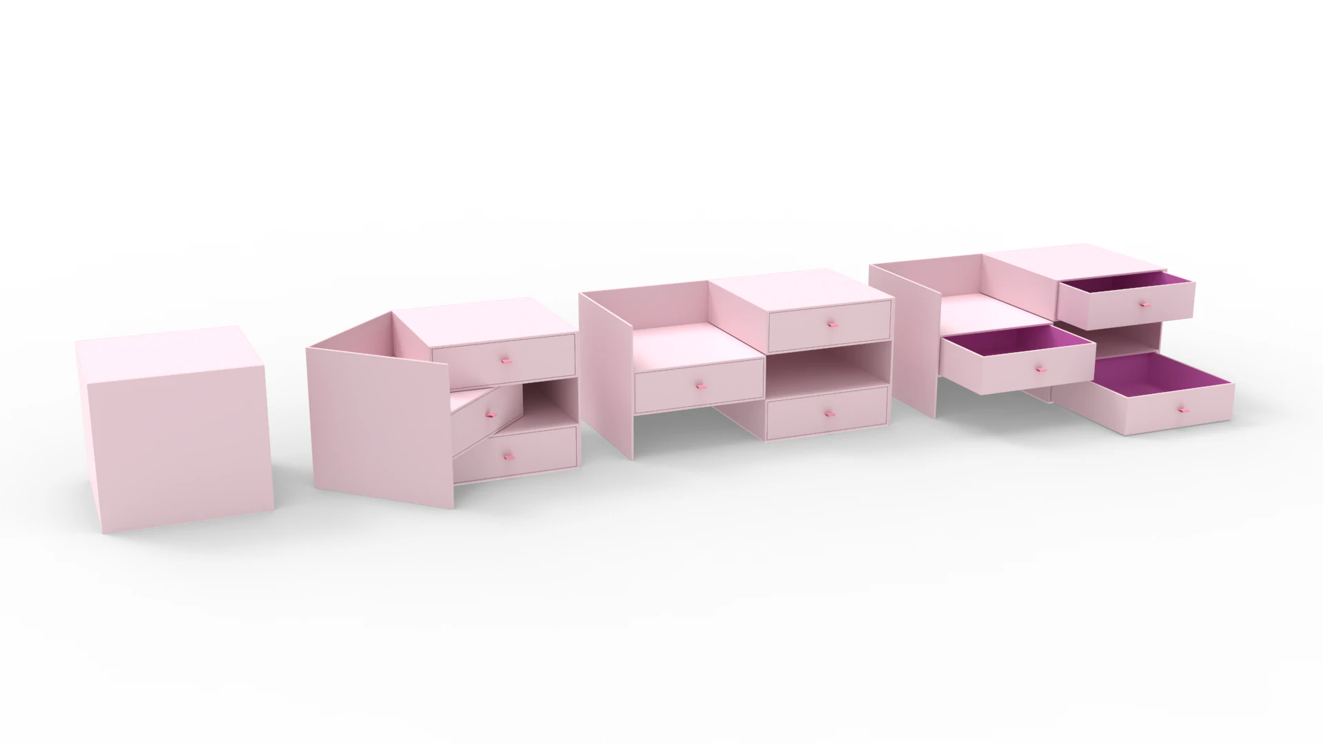 Three Drawers Gift Box 3D Model .c4d .max .obj .3ds .fbx .stl .blend 