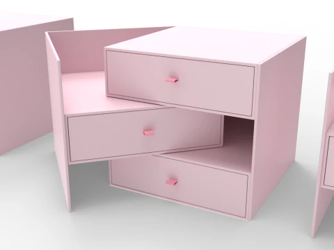 Three Drawers Gift Box 3D Model