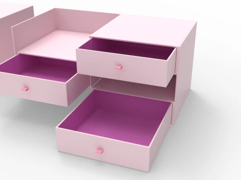 Three Drawers Gift Box 3D Model