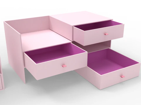 Three Drawers Gift Box 3D Model