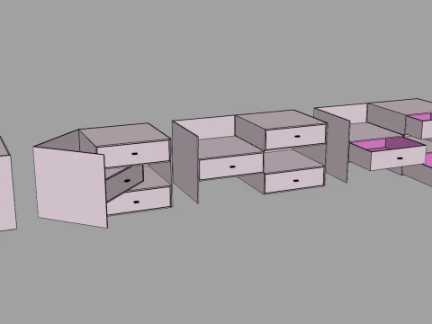 Three Drawers Gift Box 3D Model