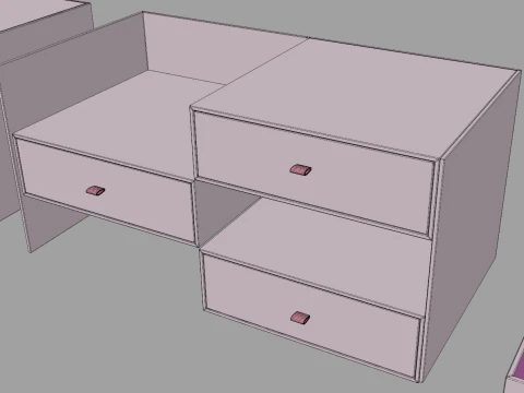 Three Drawers Gift Box 3D Model