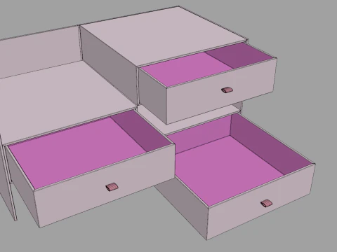 Three Drawers Gift Box 3D Model