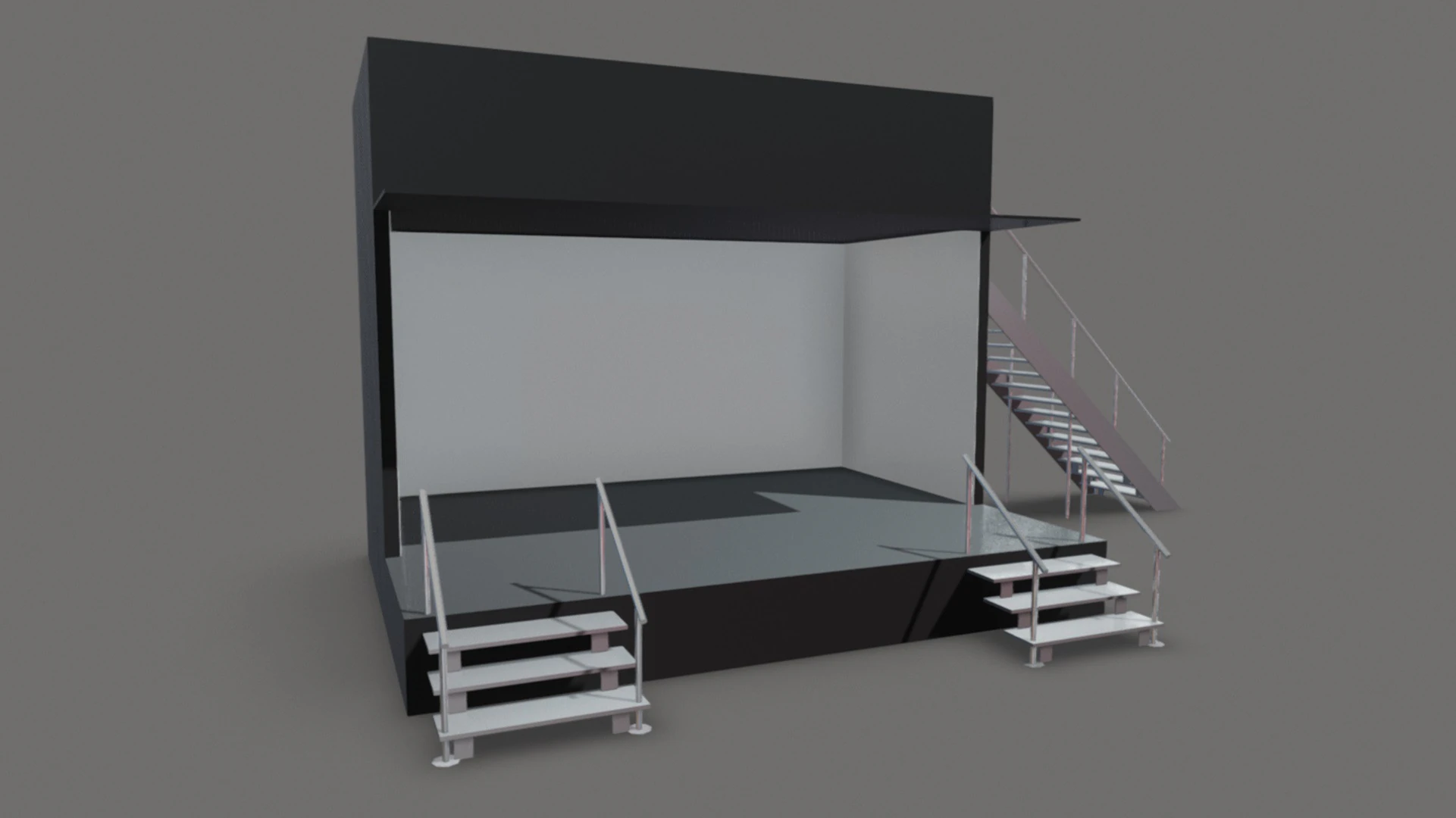 Two Level Stage Opened 3D Model .c4d .max .obj .3ds .fbx .stl .blend 