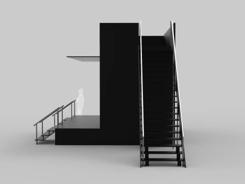 Two Level Stage Opened 3D Model