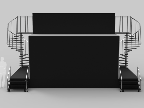 Two Level Stage with Coil Stairs 3D Model