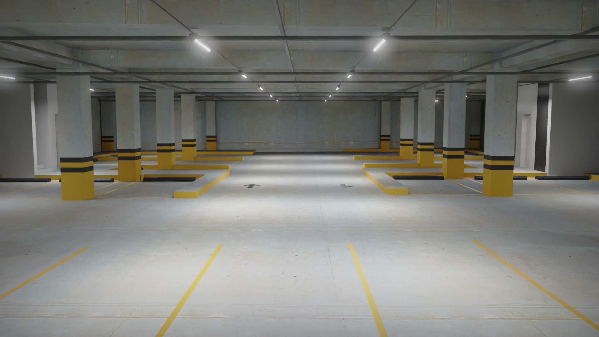 Underground Parking 3D Model .c4d .max .obj .3ds .fbx .stl .blend 