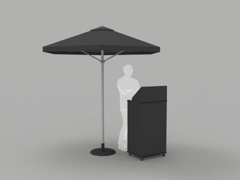Valet Parking Podium with Umbrella 3D 模型