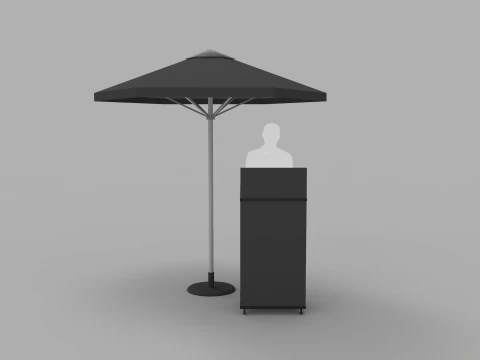 Valet Parking Podium with Umbrella 3D Model