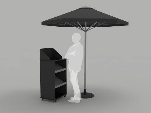 Valet Parking Podium with Umbrella 3D 模型