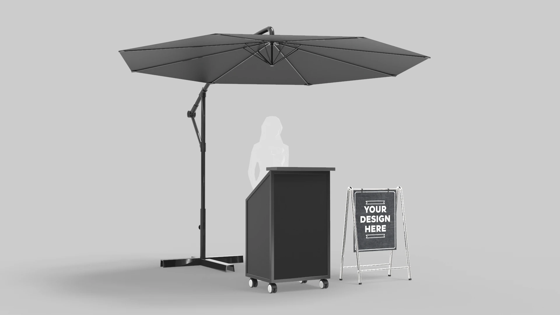 Valet Parking With Umbrella 2 3D Model .c4d .max .obj .3ds .fbx .stl .blend