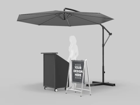 Valet Parking With Umbrella 2 3D Model