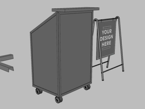 Valet Parking With Umbrella 2 3D Model