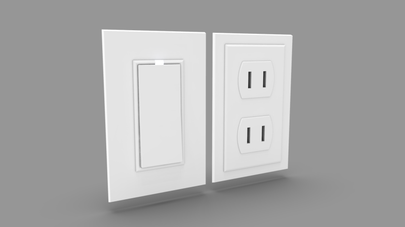 Wall Switch and Plug Socket Modèle 3D .c4d .max .obj .3ds .fbx .stl .blend