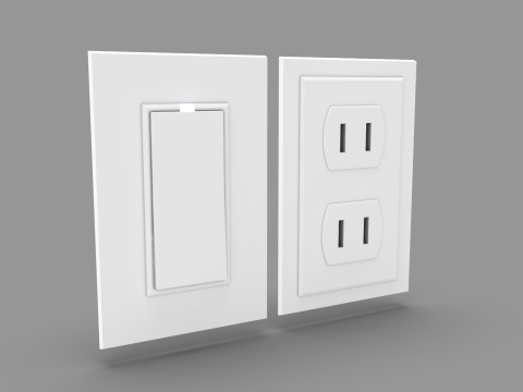 Wall Switch and Plug Socket 3D Model
