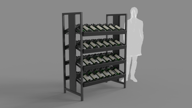 Wine Bottles Display 3D Model .c4d .max .obj .3ds .fbx .stl .blend 