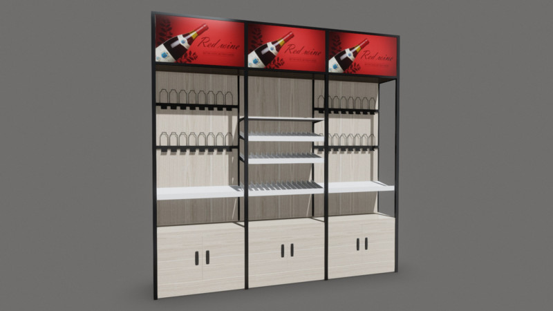 Wine Bottles Display Gondola Model 3D .c4d .max .obj .3ds .fbx .stl .blend 