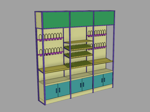 Wine Bottles Display Gondola Model 3D