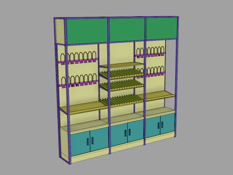 Wine Bottles Display Gondola 3D Model